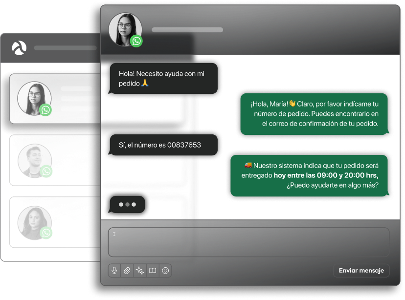 Interfaz de chat conversacional de Adereso